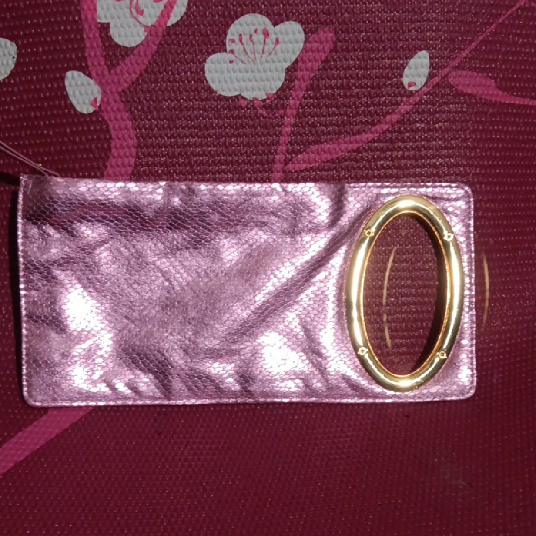Iman Shimmering Purple Clutch With Gold Accent